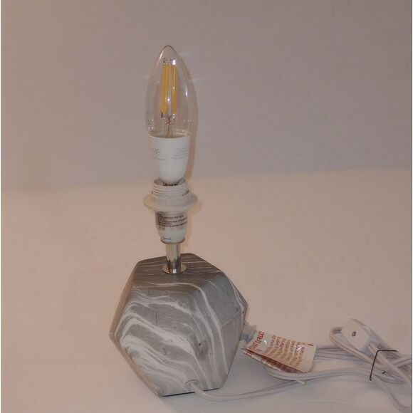 🆕🛋️Round Prism Mini Table Lamp Gray And White Geometric - Picture 14 of 15